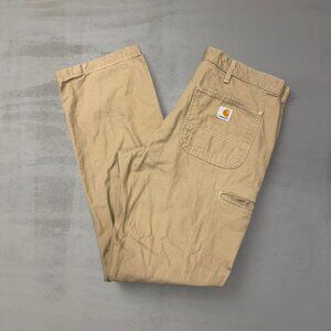 Carhartt B299 GHK Beige Duck Canvas Dungaree Fit Work Pants Men’s 34 x 33